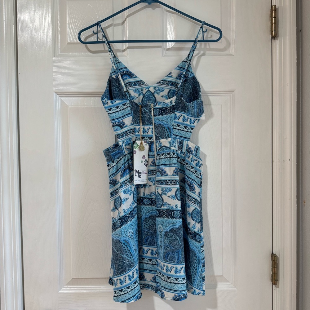 Show Me Your MuMu Blue Paisley Mini Dress